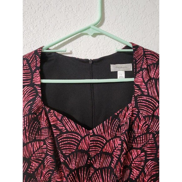Dressbarn Cocktail Dress Women's 4 Pink Leaves Print Pencil Formal Tropical - Picture 3 of 10